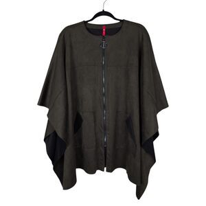 IC by Connie K Faux Suede Zip Poncho Jacket